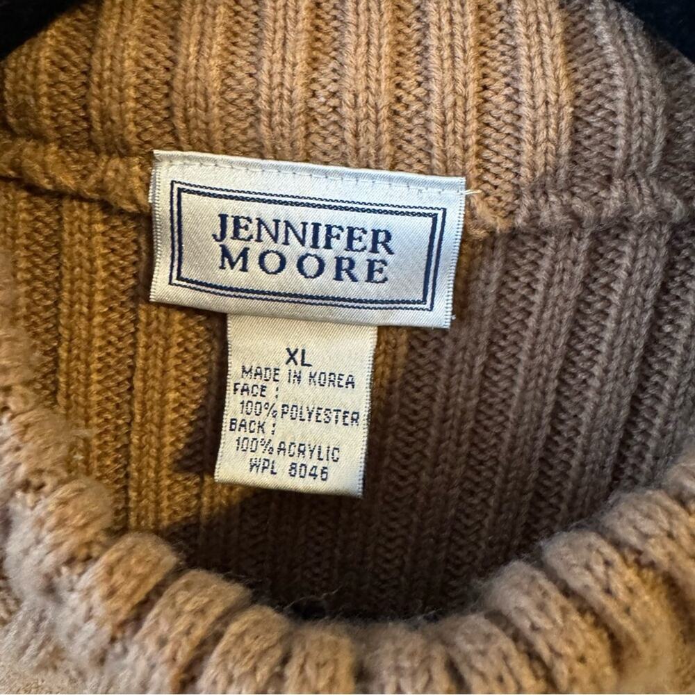 Vintage Jennifer Moore Brown Ribbed Knit Zip Sweater XL Mock Neck - Picture 5 of 5